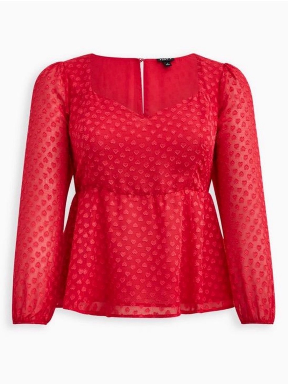 NWT Torrid Peplum Chiffon Clip Heart Blouse Size 0 12 NEW - Picture 5 of 15